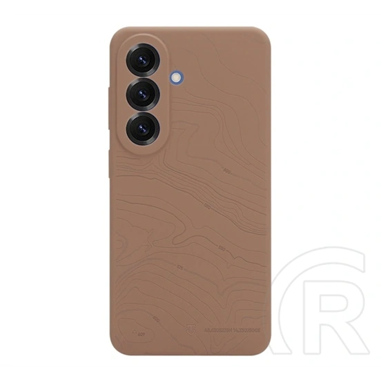 Tactical Samsung S26 beaver szilikon telefonvédő (mikrofiber plüss belső, matt, topográfiai minta) sötétbarna