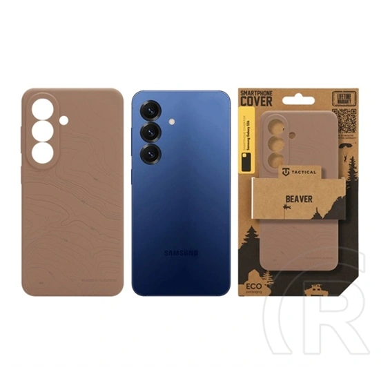 Tactical Samsung S26 beaver szilikon telefonvédő (mikrofiber plüss belső, matt, topográfiai minta) sötétbarna