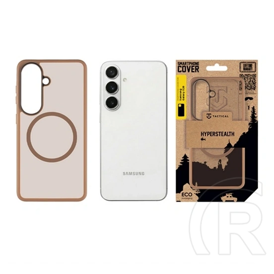 Tactical Samsung S26 magforce hyperstealth szilikon telefonvédő (ütésálló, átlátszó matt hátlap, magsafe) világosbarna