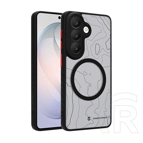 Tactical Samsung S26 magforce warthog szilikon védő (erős ütésálló, átlátszó hátlap, topográfiai minta, magsafe) fekete