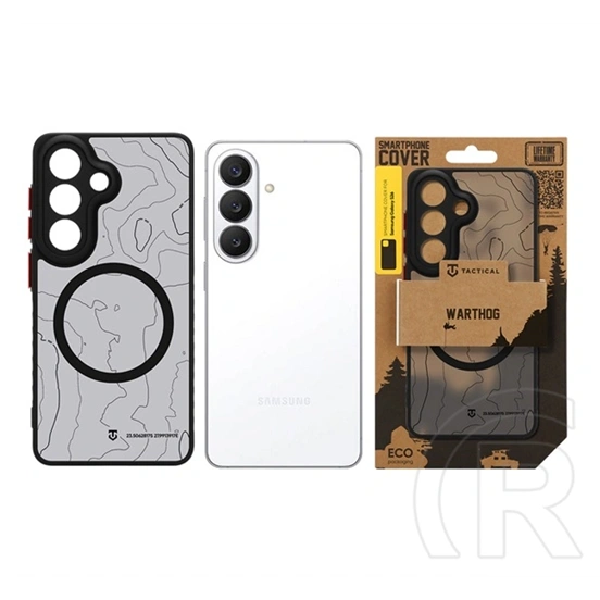 Tactical Samsung S26 magforce warthog szilikon védő (erős ütésálló, átlátszó hátlap, topográfiai minta, magsafe) fekete