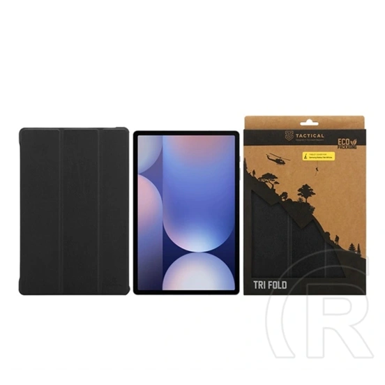 Tactical Samsung Tab S10 Lite WIFI  book trifold tok álló, bőr hatású (aktív flip, trifold, asztali tartó) fekete