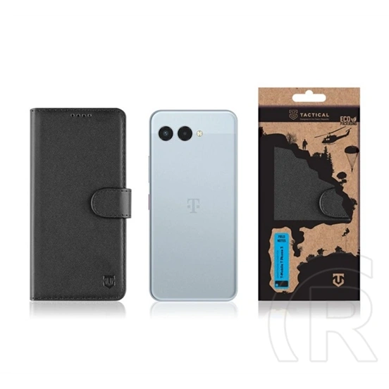 Tactical T Phone 3 5G field notes tok álló, bőr hatású (flip, asztali tartó, bankkártya tartó, prémium) fekete