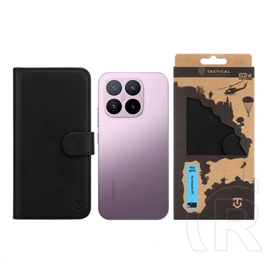 Tactical Xiaomi 17T field notes tok álló, bőr hatású (flip, asztali tartó, bankkártya tartó, prémium) fekete