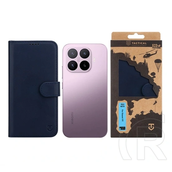 Tactical Xiaomi 17T field notes tok álló, bőr hatású (flip, asztali tartó, bankkártya tartó, prémium) sötétkék