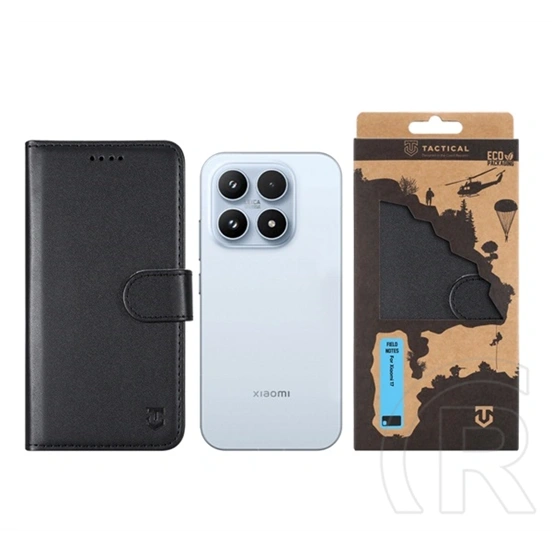 Tactical Xiaomi 17 field notes tok álló, bőr hatású (flip, asztali tartó, bankkártya tartó, prémium) fekete