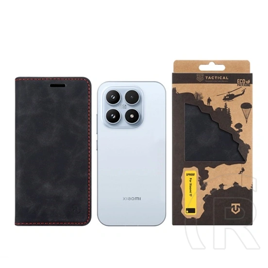 Tactical Xiaomi 17 xproof tok álló, bőr hatású (flip, oldalra nyíló, asztali tartó, koptatott bőr minta, prémium) fekete