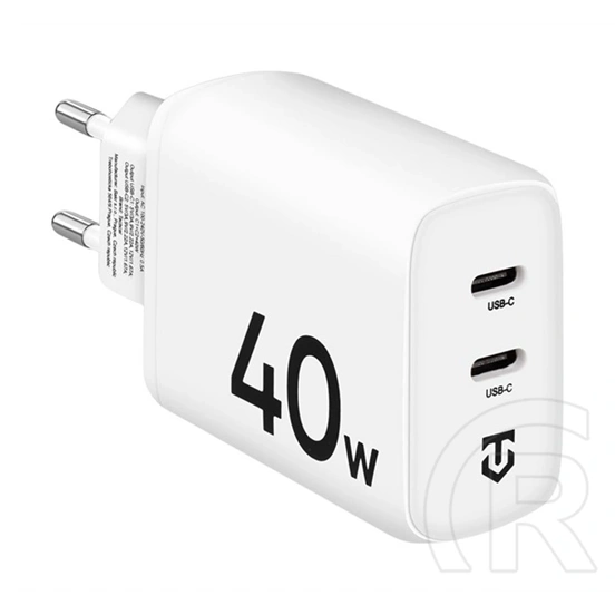 Tactical base plug dual hálózati töltő 2 type-c aljzat (40w, gyorstöltő) fehér