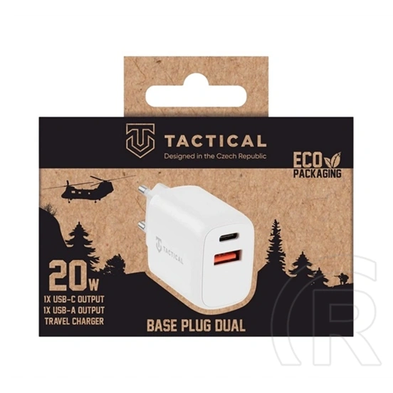 Tactical base plug dual hálózati töltő usb+type-c aljzat (20w, pd gyorstöltő) fehér