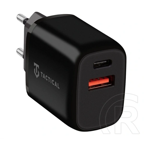 Tactical base plug dual hálózati töltő usb+type-c aljzat (20w, pd gyorstöltő) fekete