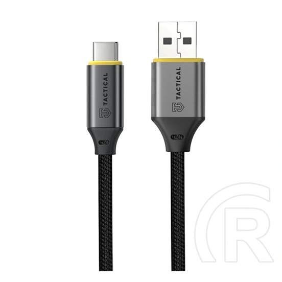 Tactical fast rope aramid 2.0 adatkábel (usb - type-c, 15w, gyorstöltő, cipőfűző, aramid bevonat, 100cm) fekete