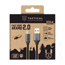 Tactical fast rope aramid 2.0 adatkábel (usb - type-c, 15w, gyorstöltő, cipőfűző, aramid bevonat, 200cm) fekete