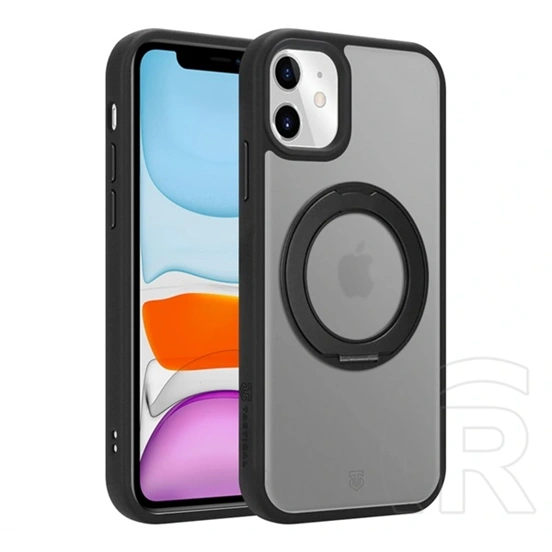 Tactical iPhone 11 magforce hyperstand szilikon telefonvédő (ütésállóság, átlátszó hátlap, magsafe, kitámasztó) fekete