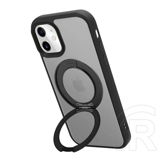Tactical iPhone 11 magforce hyperstand szilikon telefonvédő (ütésállóság, átlátszó hátlap, magsafe, kitámasztó) fekete