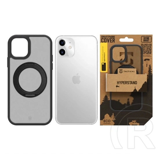 Tactical iPhone 11 magforce hyperstand szilikon telefonvédő (ütésállóság, átlátszó hátlap, magsafe, kitámasztó) fekete