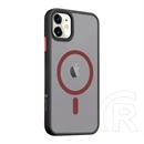 Tactical iPhone 11 magforce hyperstealth 2.0 szilikon telefonvédő (ütésálló, átlátszó matt hátlap, magsafe) fekete/piros