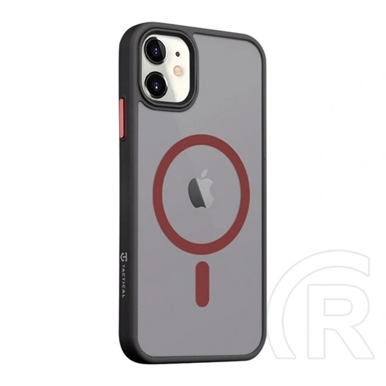 Tactical iPhone 11 magforce hyperstealth 2.0 szilikon telefonvédő (ütésálló, átlátszó matt hátlap, magsafe) fekete/piros