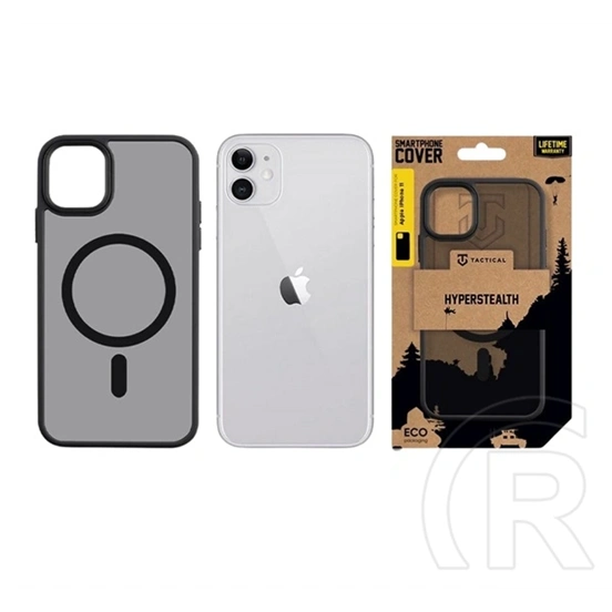 Tactical iPhone 11 magforce hyperstealth szilikon telefonvédő (ütésállóság, átlátszó matt hátlap, magsafe) fekete