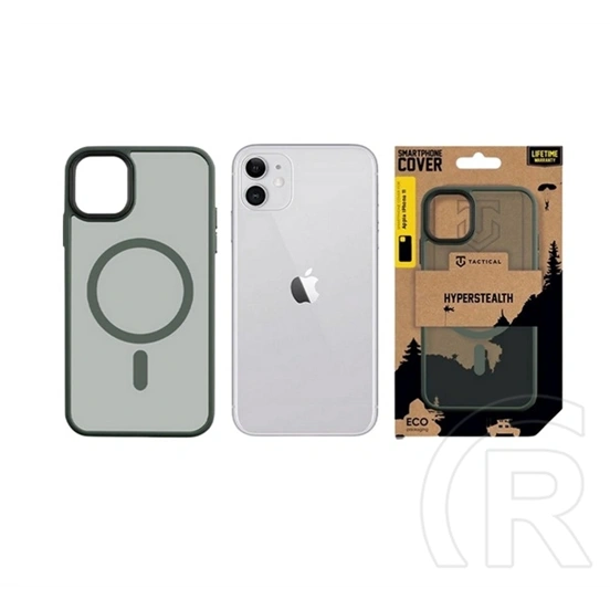 Tactical iPhone 11 magforce hyperstealth szilikon telefonvédő (ütésállóság, átlátszó matt hátlap, magsafe) sötétzöld
