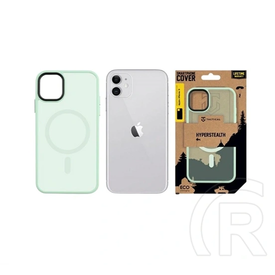Tactical iPhone 11 magforce hyperstealth szilikon telefonvédő (ütésállóság, átlátszó matt hátlap, magsafe) világoszöld