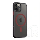 Tactical iPhone 12 Pro  magforce hyperstealth 2.0 szilikon védő (ütésálló, átlátszó matt hátlap, magsafe) fekete/piros