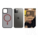 Tactical iPhone 12 Pro  magforce hyperstealth 2.0 szilikon védő (ütésálló, átlátszó matt hátlap, magsafe) fekete/piros