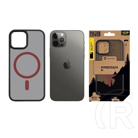Tactical iPhone 12 Pro  magforce hyperstealth 2.0 szilikon védő (ütésálló, átlátszó matt hátlap, magsafe) fekete/piros