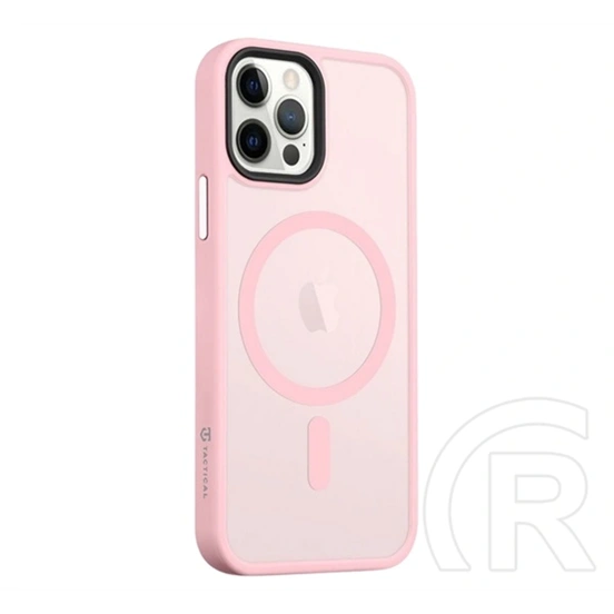 Tactical iPhone 12 Pro  magforce hyperstealth szilikon telefonvédő (ütésálló, átlátszó matt hátlap, magsafe) rózsaszín