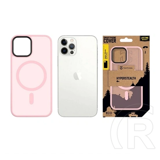Tactical iPhone 12 Pro  magforce hyperstealth szilikon telefonvédő (ütésálló, átlátszó matt hátlap, magsafe) rózsaszín
