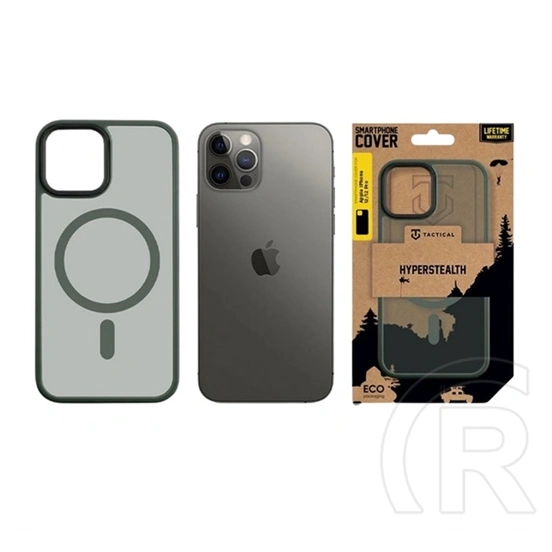 Tactical iPhone 12 Pro  magforce hyperstealth szilikon telefonvédő (ütésálló, átlátszó matt hátlap, magsafe) sötétzöld