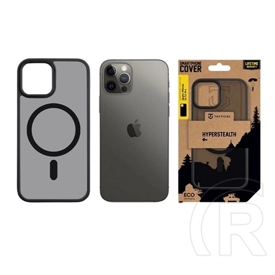 Tactical iPhone 12 Pro  magforce hyperstealth szilikon telefonvédő (ütésállóság, átlátszó matt hátlap, magsafe) fekete