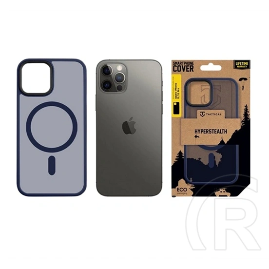 Tactical iPhone 12 Pro  magforce hyperstealth szilikon telefonvédő (ütésállóság, átlátszó matt hátlap, magsafe) sötétkék