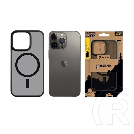 Tactical iPhone 13 Pro magforce hyperstealth szilikon telefonvédő (ütésállóság, átlátszó matt hátlap, magsafe) fekete