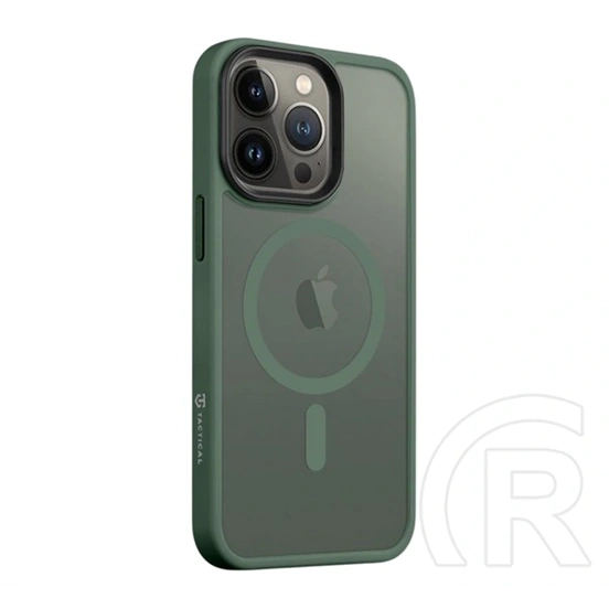 Tactical iPhone 13 Pro magforce hyperstealth szilikon telefonvédő (ütésállóság, átlátszó matt hátlap, magsafe) sötétzöld