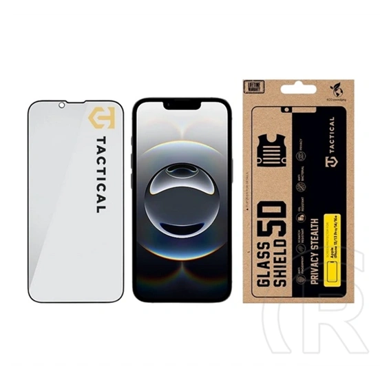 Tactical iPhone 13 glass shield privacy stealth 5d képernyővédő üveg (5d, 0.33mm, 9h, betekintés védelem) fekete