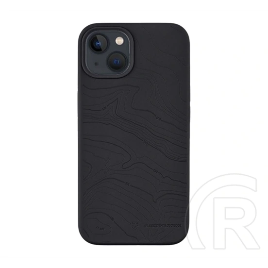 Tactical iPhone 13 magforce beaver szilikon telefonvédő (plüss belső, matt, magsafe, topográfiai minta) fekete