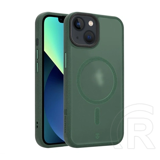 Tactical iPhone 13 magforce hypersand szilikon telefonvédő (ütésállóság, átlátszó hátlap, magsafe) sötétzöld