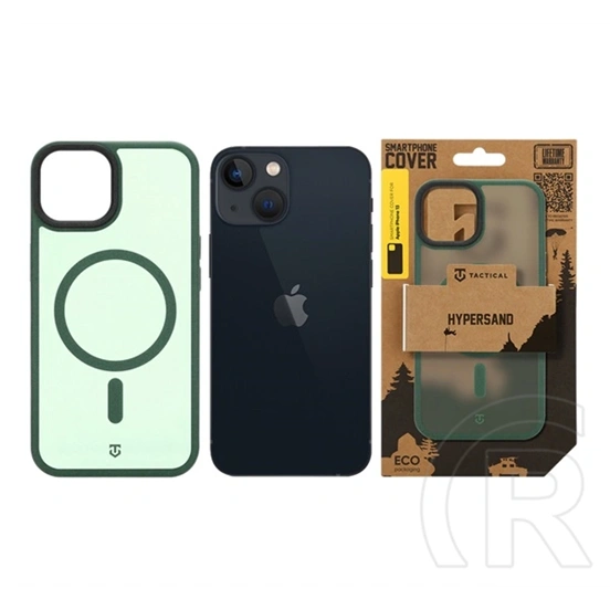 Tactical iPhone 13 magforce hypersand szilikon telefonvédő (ütésállóság, átlátszó hátlap, magsafe) sötétzöld