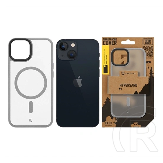 Tactical iPhone 13 magforce hypersand szilikon telefonvédő (ütésállóság, átlátszó hátlap, magsafe) világosszürke