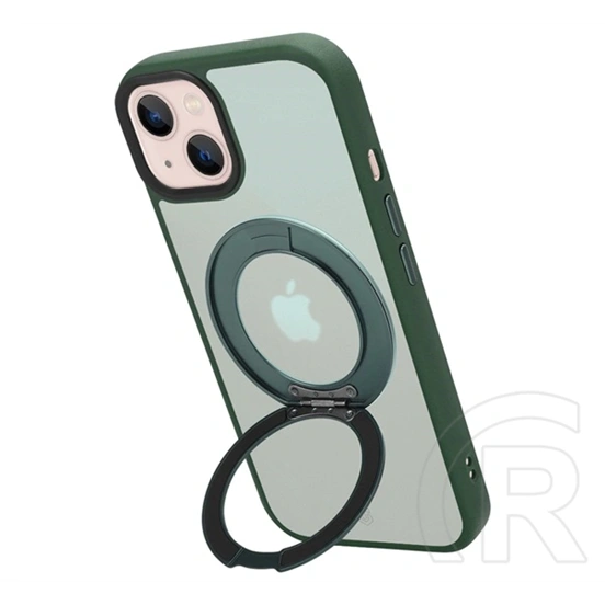 Tactical iPhone 13 magforce hyperstand szilikon telefonvédő (ütésálló, átlátszó hátlap, magsafe, kitámasztó) sötétzöld