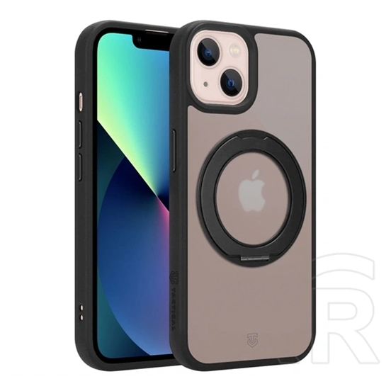 Tactical iPhone 13 magforce hyperstand szilikon telefonvédő (ütésállóság, átlátszó hátlap, magsafe, kitámasztó) fekete