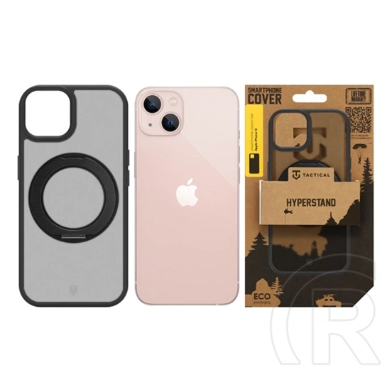 Tactical iPhone 13 magforce hyperstand szilikon telefonvédő (ütésállóság, átlátszó hátlap, magsafe, kitámasztó) fekete