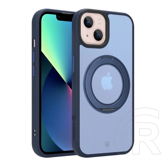Tactical iPhone 13 magforce hyperstand szilikon telefonvédő (ütésállóság, átlátszó hátlap, magsafe, kitámasztó) sötétkék