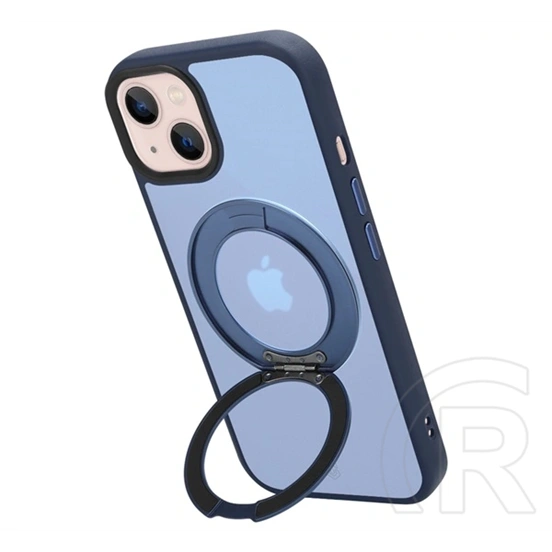 Tactical iPhone 13 magforce hyperstand szilikon telefonvédő (ütésállóság, átlátszó hátlap, magsafe, kitámasztó) sötétkék
