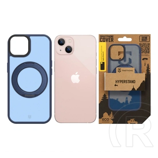 Tactical iPhone 13 magforce hyperstand szilikon telefonvédő (ütésállóság, átlátszó hátlap, magsafe, kitámasztó) sötétkék
