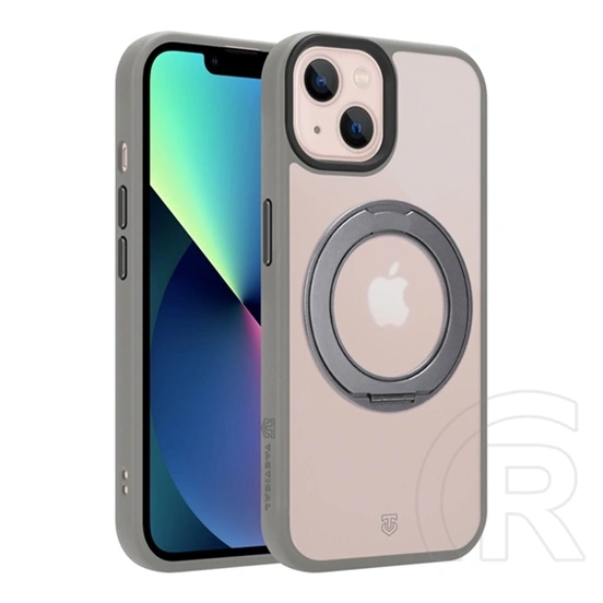Tactical iPhone 13 magforce hyperstand szilikon védő (ütésálló, átlátszó hátlap, magsafe, kitámasztó) világosszürke