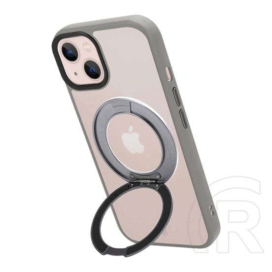 Tactical iPhone 13 magforce hyperstand szilikon védő (ütésálló, átlátszó hátlap, magsafe, kitámasztó) világosszürke