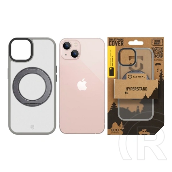 Tactical iPhone 13 magforce hyperstand szilikon védő (ütésálló, átlátszó hátlap, magsafe, kitámasztó) világosszürke