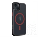 Tactical iPhone 13 magforce hyperstealth 2.0 szilikon telefonvédő (ütésálló, átlátszó matt hátlap, magsafe) fekete/piros