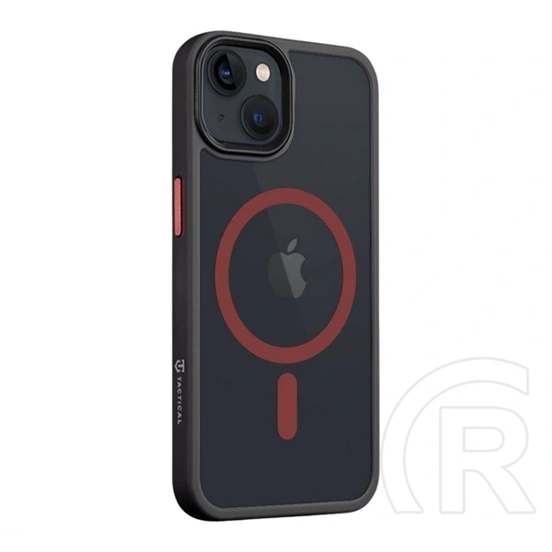 Tactical iPhone 13 magforce hyperstealth 2.0 szilikon telefonvédő (ütésálló, átlátszó matt hátlap, magsafe) fekete/piros